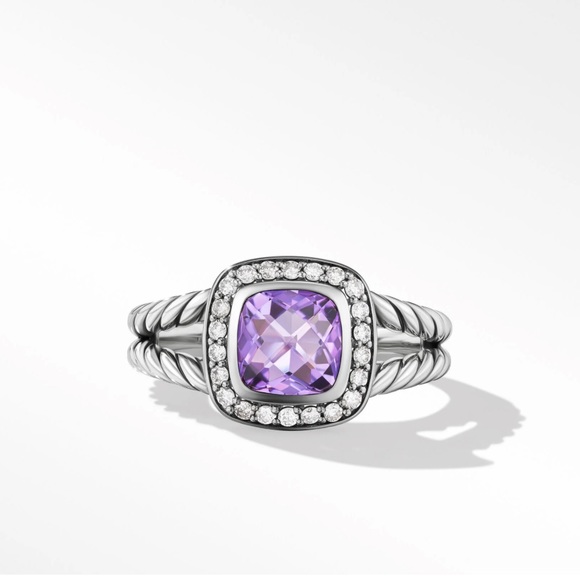 David Yurman Petite Albion Ring in Sterling Silver with Amethyst & Pavé Diamonds - Picture 1 of 9